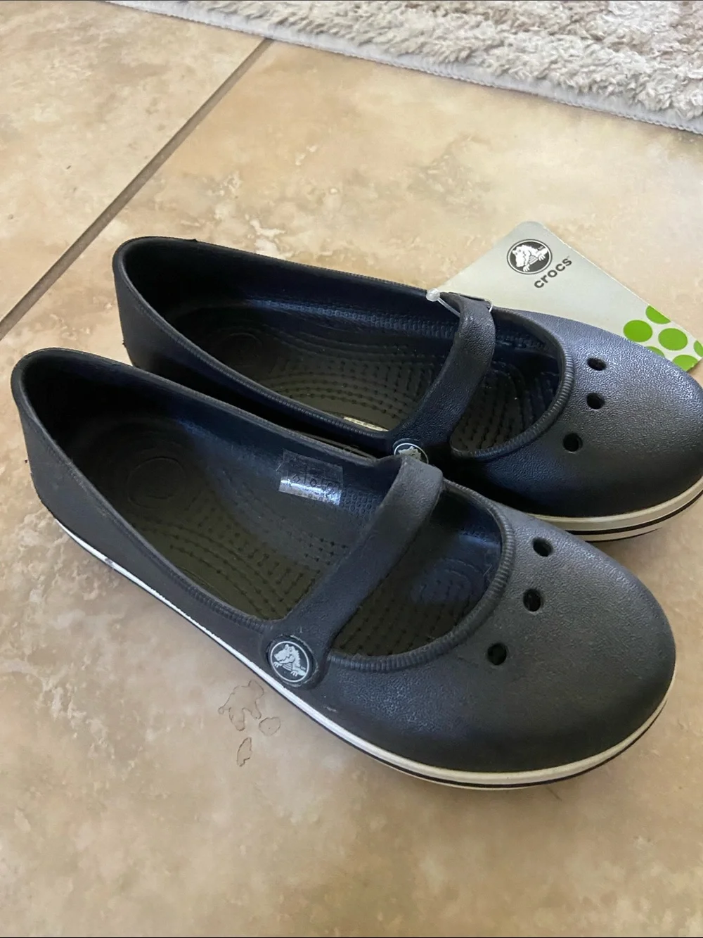 CROCS Kids Black Mary Jane Slip-On Shoes